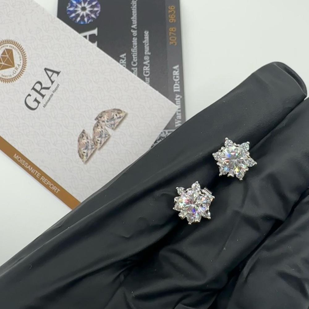 Moissanite Diamond 2CTW Earrings Studs .925 Silver w/GRA cert